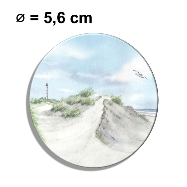 Kühlschrankmagnet m. Flaschenöffner Aquarell Maritim Kunst Druck Kunstdruck Nordsee Dänemark Danmark Leuchtturm Lyngvig Hvide Sande Sondervig Strand Möwe
